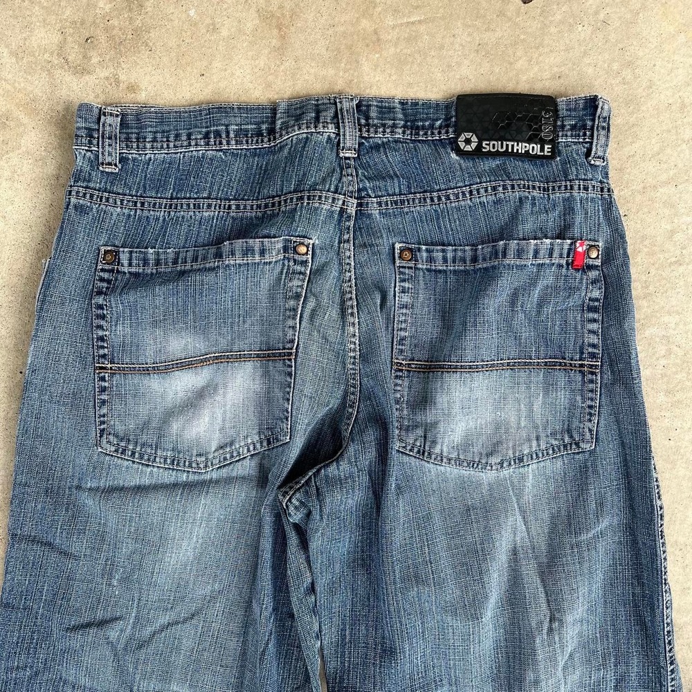 1990s Baggy Wide Leg Graphic Southpole Jeans size 38 Red Tab